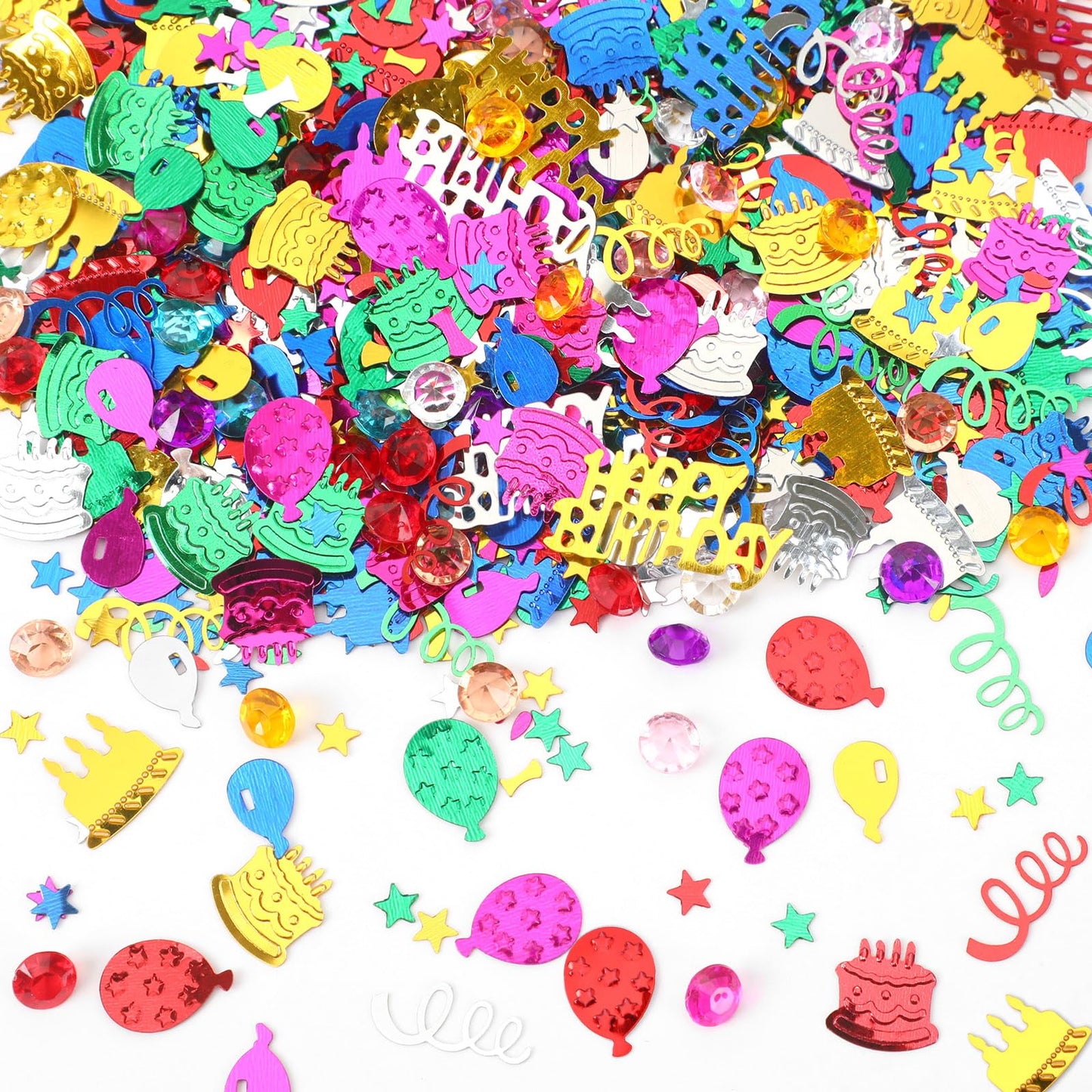 MARFOREVER Happy Birthday Glitter Confetti, Birthday Party Metallic Foil Table Confetti Multicolor Cake Balloon Sprinkles Table 