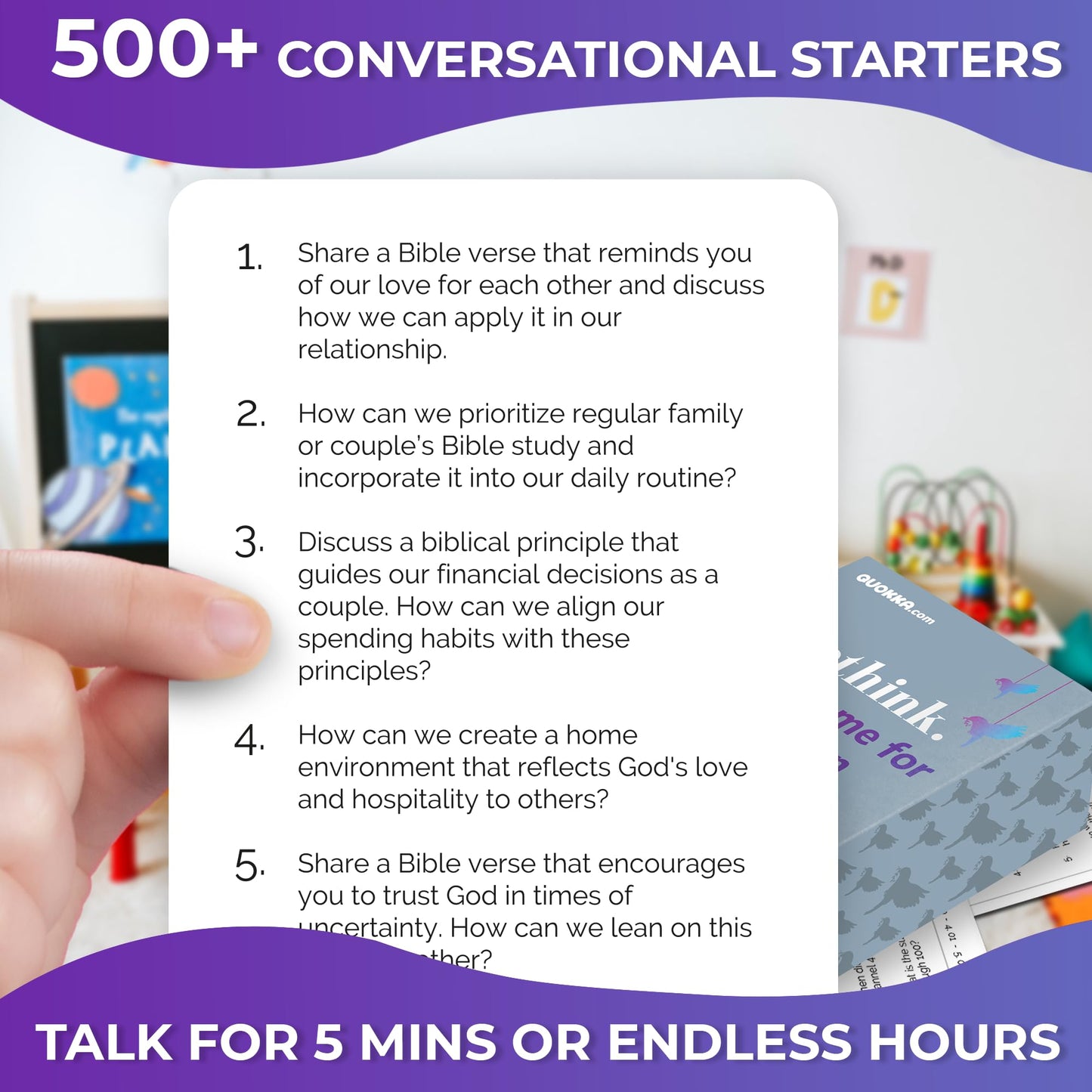 QUOKKA Conversation Cards Game - Christian Couples Edition | Original Version | Cardboard | Relationship Connection Board Game