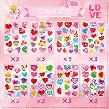 366 Pcs Valentine Stickers For Kids,Colorful Heart Stickers Valentine'S Day Love Decorative Stickers For Gift Box Envelope Weddi