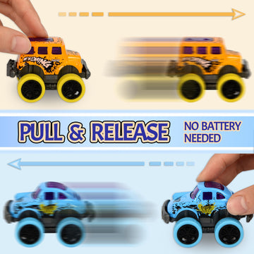Neureyte 8 Pack Die-Cast Mini Monster Truck For Boys And Girls,Pull Back Alloy Trucks Toy,Mini Pull Back Cars,Die-Cast Race Cars