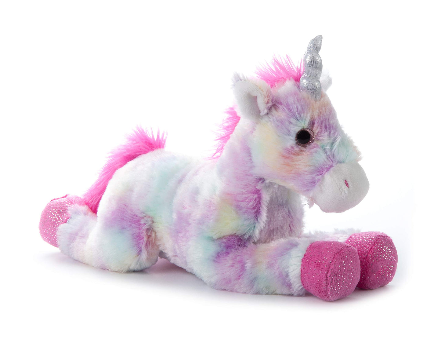 The Petting Zoo Unicorn Stuffed Animal Plush Toy - 14" Tie Dye Rainbow with Silver Horn