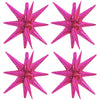 TONIFUL 4 Pcs 22inch 4D Hot Pink Explosion Star Mylar Balloons for Party Backdrop Christmas,New Year Birthday, Wedding Baby Show