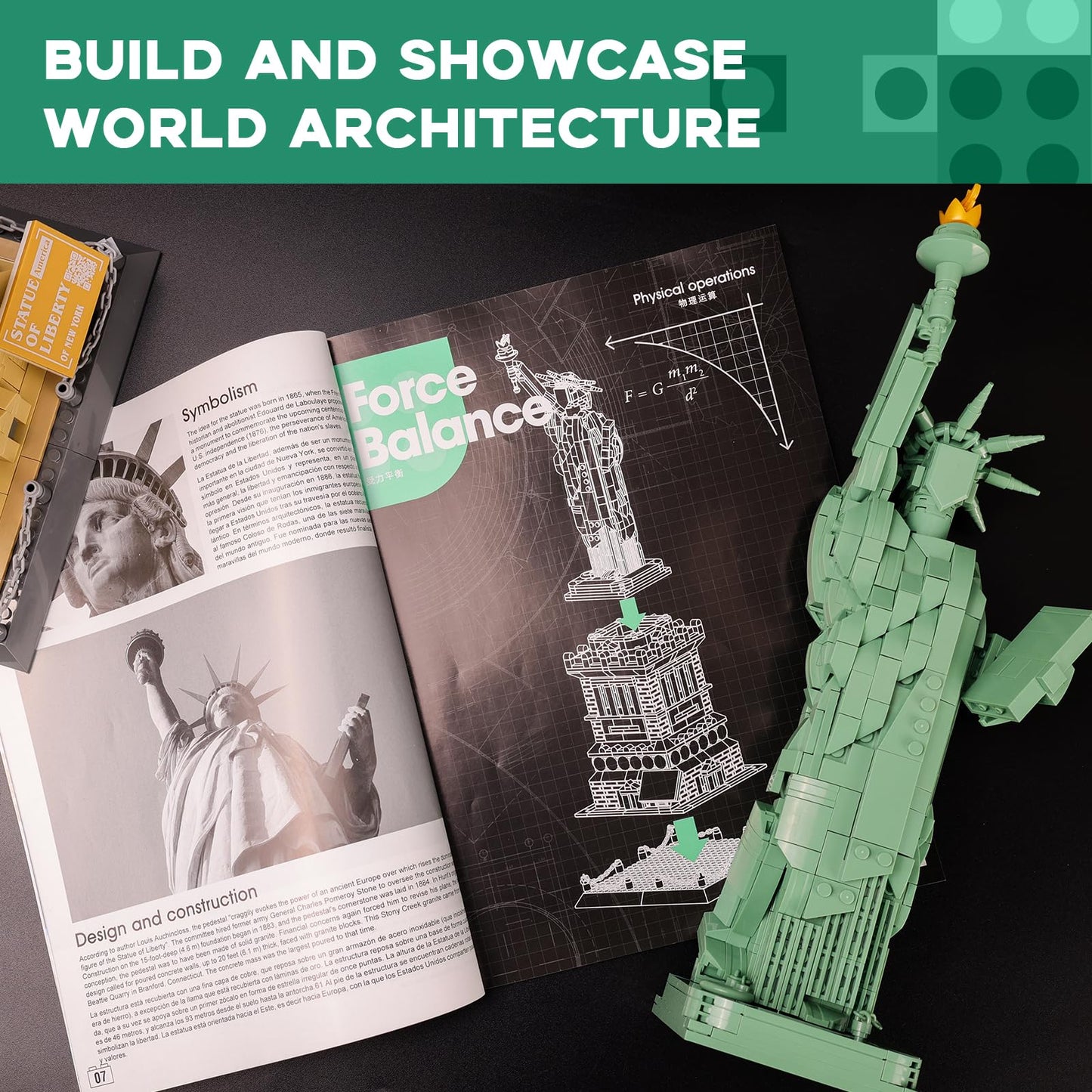 ArtorBricks Statue of Liberty Architecture Model Kit - 1577-Piece enhanced Building Set for Collectors  Detailed Display & Thoughtful Gift Idea