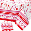 Fancy Land Happy Valentines Day Tablecloths 3 Pack Heart Red Plastic Party Decorations 54 X 108 Table Cover Anniversary Valentin