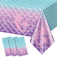 3Pcs Mermaid Birthday Party Favors Mermaid Tablecloth Decorations Disposable Plastic Table Cover For Girls Princess Under The Se