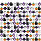 Junkin 100 Pcs Halloween Mini Plush Toy Decorations Ghost Pumpkin Skull Bat Witch Cat Mini Halloween Plush Toy Bulk for Kids Tri