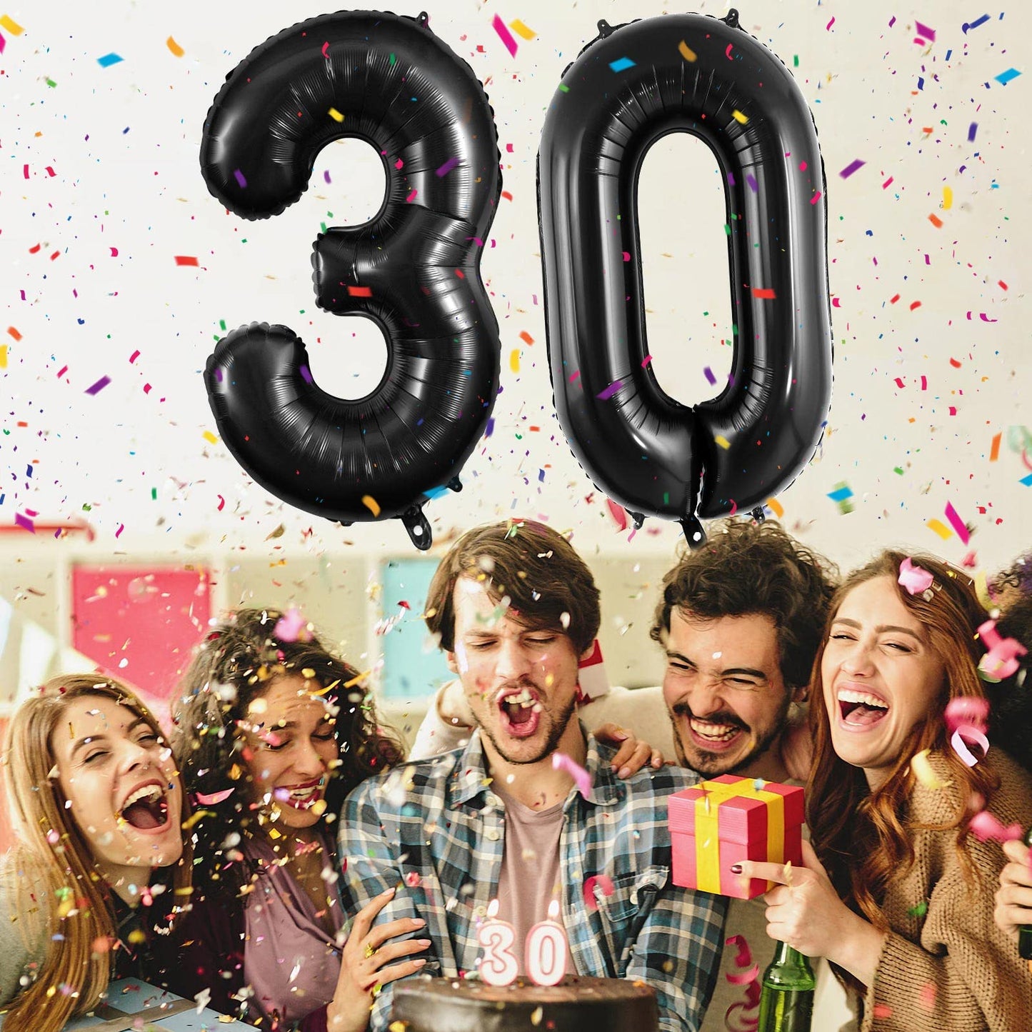 40 Inch Black 30 Number Balloons, Jumbo Foil Balloons For 30Th Birthday Party Decorations Supplies / 30Th Anniversary Event