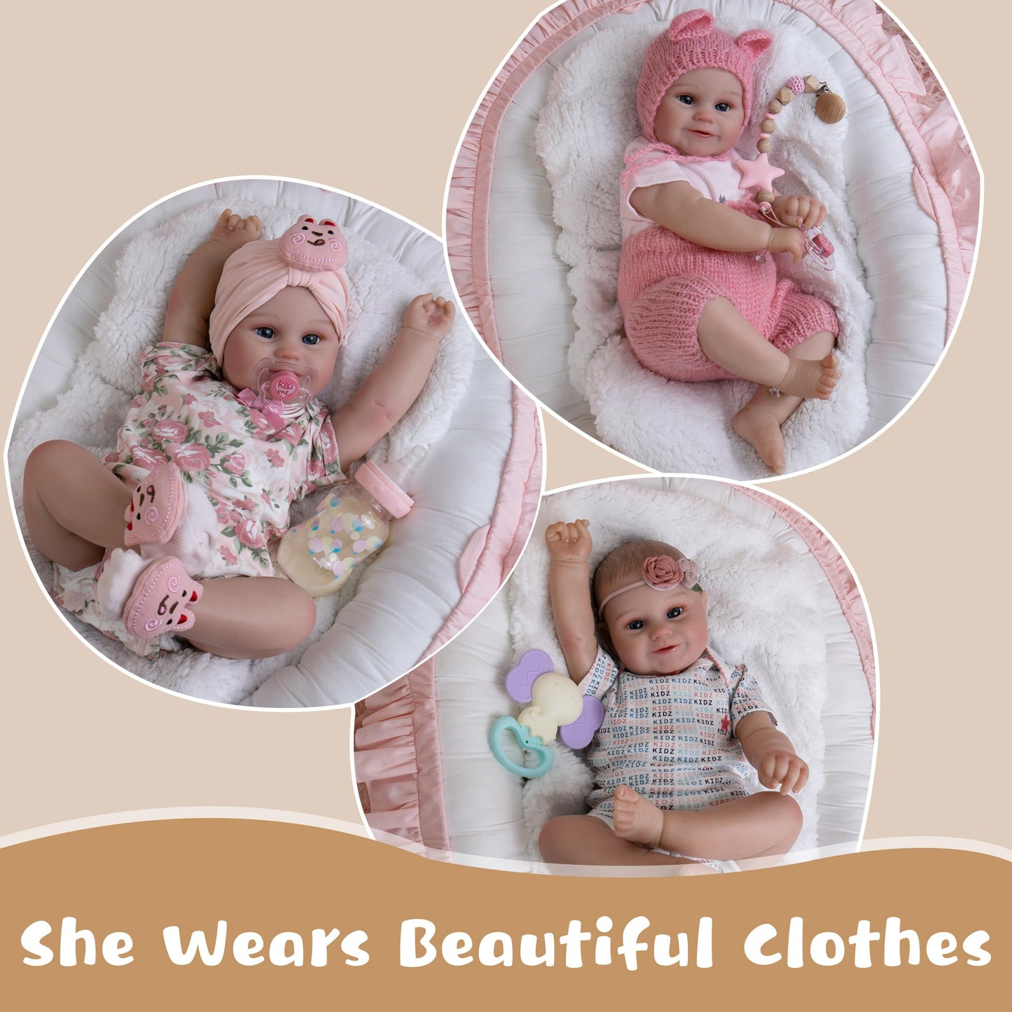 Ekokiz Realistic Baby Dolls 20- Inch Baby Dolls That Look Real Reborn Baby Doll Soft Cloth Body Newborn Girl With Realistic Feat