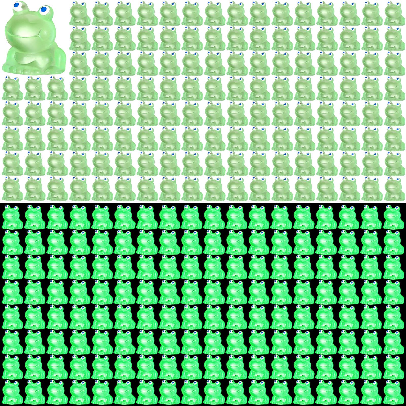 Chitidr Resin Mini Frogs Green Tiny Frog Glow in The Dark Tiny Frogs Luminous Mini Frogs Miniature Figurines Frogs DIY Crafts To