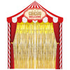 Bafeil Circus Tent Backdrop Decorations Set - Carnival Party Porch Banner with Gold Foil Fringe Curtains, Photo Booth Background