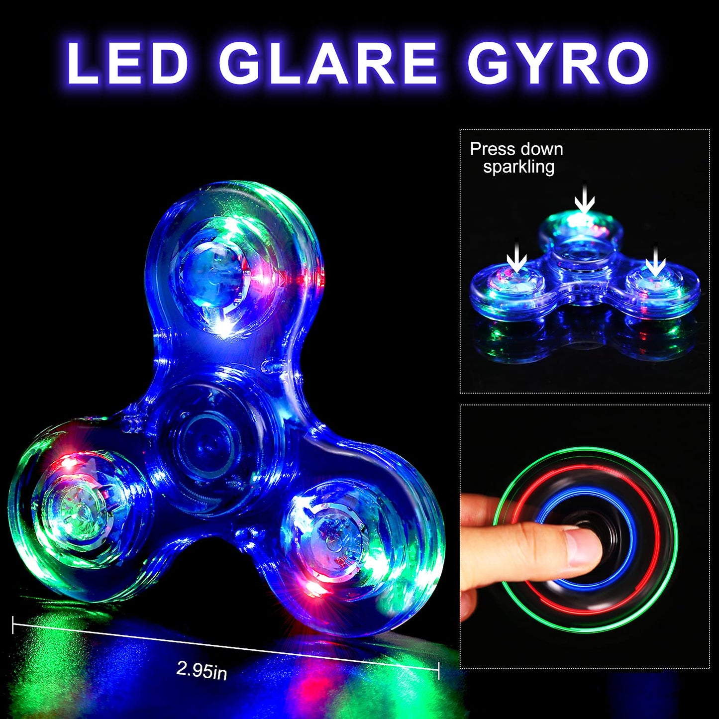 Scione 5 Pack Fidget Spinners, Led Light Up Fidget Spinner, Easter Party Favor Goodie Bag Stuffers Glow In The Dark Sensory Toys, Stress Reduction And Anxiety Relief Hand Spinner For Kids