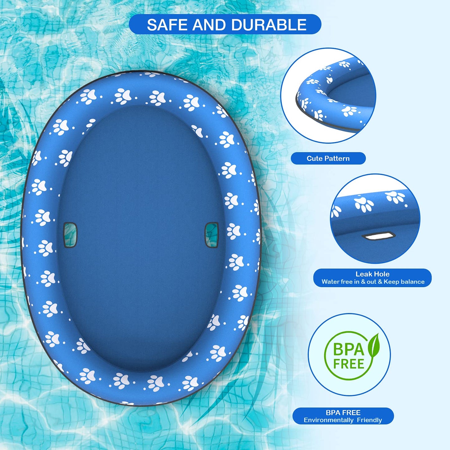 Pet Soft Inflatable Dog Swimming Float Raft - Large Dark Blue Polyester for Summer Fun