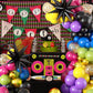 80S 90S Theme Party Balloon Garland Arch Kit, Black Rose Red Purple Green Blue Yellow Metallic Gold Latex Balloons Decorations B
