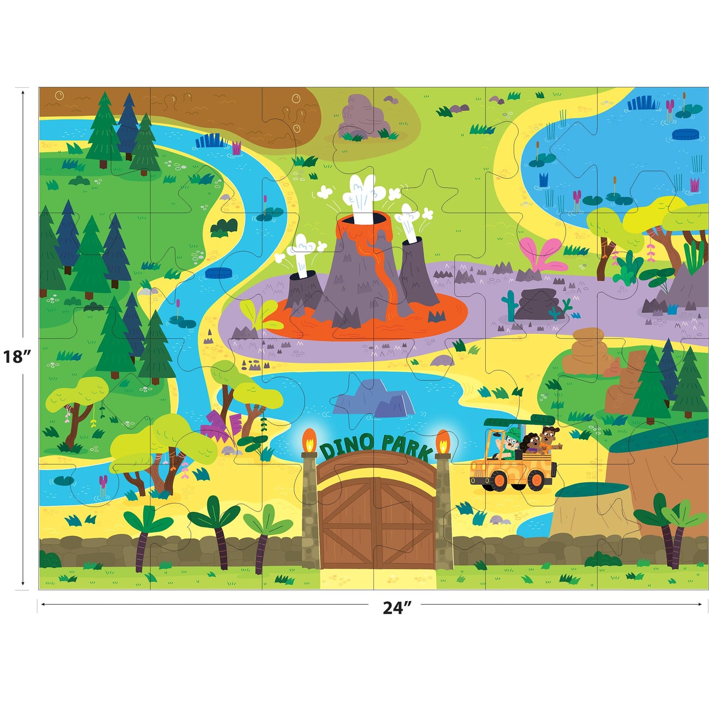 RoseArt - Kids Floor Puzzle Playset - Dinosaur Park Adventure - 24 Piece Jigsaw Puzzle