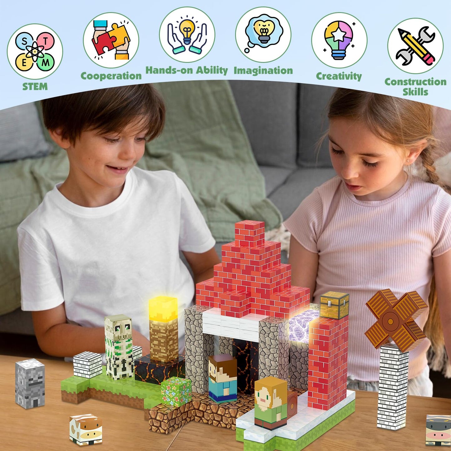 Aidyvoi 200Pcs Magnetic Blocks Building Toys Set, Light Up Magnet Cubes, 3D Magnetic Building Blocks For Kids Boys Girls Ages 3+