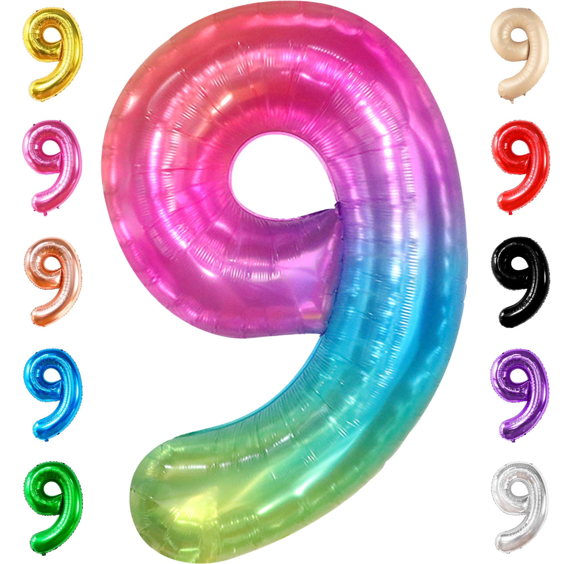 KatchOn, Rainbow Number 9 Balloon - 40 Inch | Foil 9 Birthday Balloon for 9th Birthday Decorations | Number Balloons for Anniver