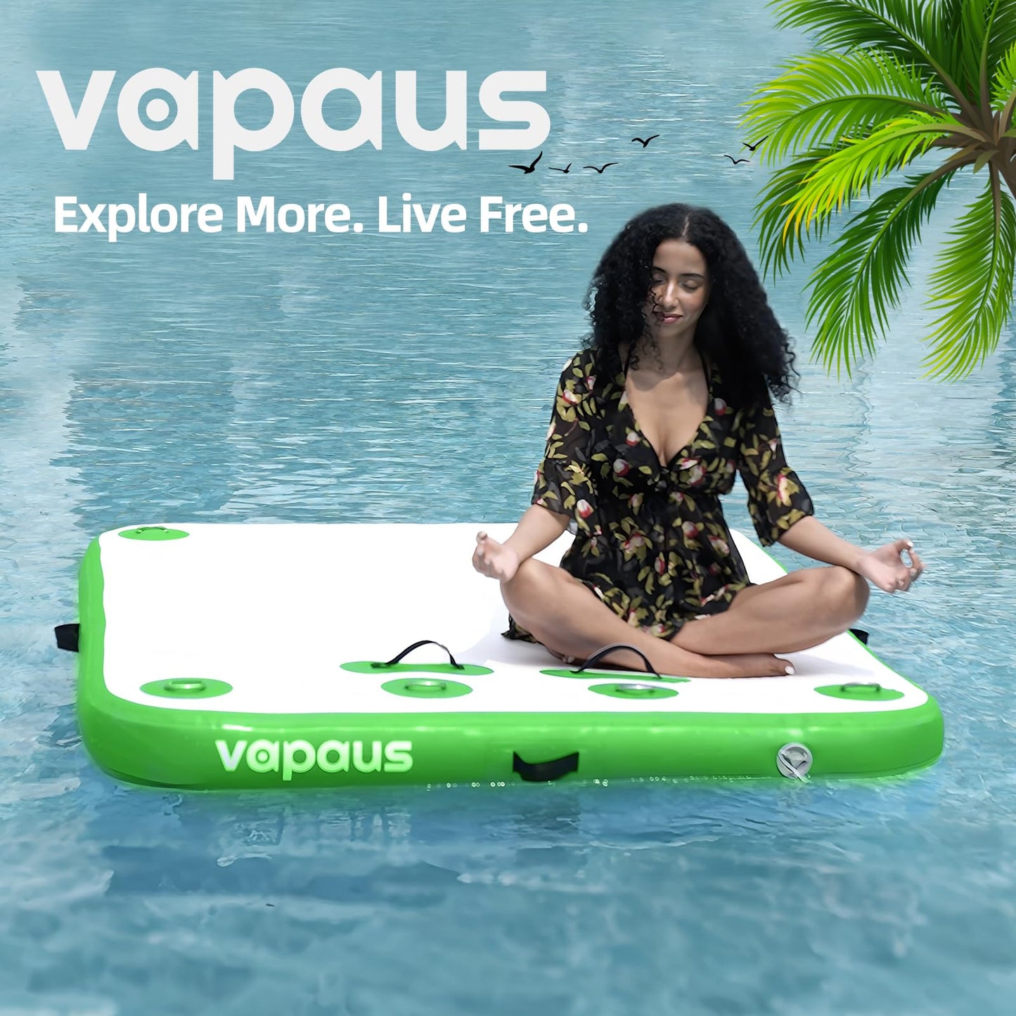 vapaus Inflatable Floating Dock Water Air Mat Swim Platform Floating Island Deck with Rope Ladder for Pool Lake Beach Relaxing S