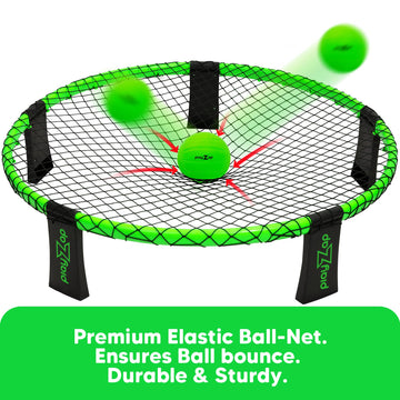 Playzap Roundnet Game Set, Includes 3 Balls, Carrying Case And Rules, Played Indoor Outdoor Lawn, Beach & Tailgating, Roundnet Set Gift For Kids, Teens & Adults