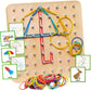Panda Brothers Wooden Geoboard - Montessori Toys for 3 4 5 Year Old Kids and Toddlers, Educational Toy with 30 Pattern Cards and