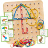 Panda Brothers Wooden Geoboard - Montessori Toys for 3 4 5 Year Old Kids and Toddlers, Educational Toy with 30 Pattern Cards and
