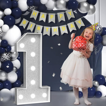 Marquee Numbers Silver 60Th-Birthday Decorations: Large 3Ft Light Up Number Grey 60 Birthday Decoration For Women Men Sixty Year