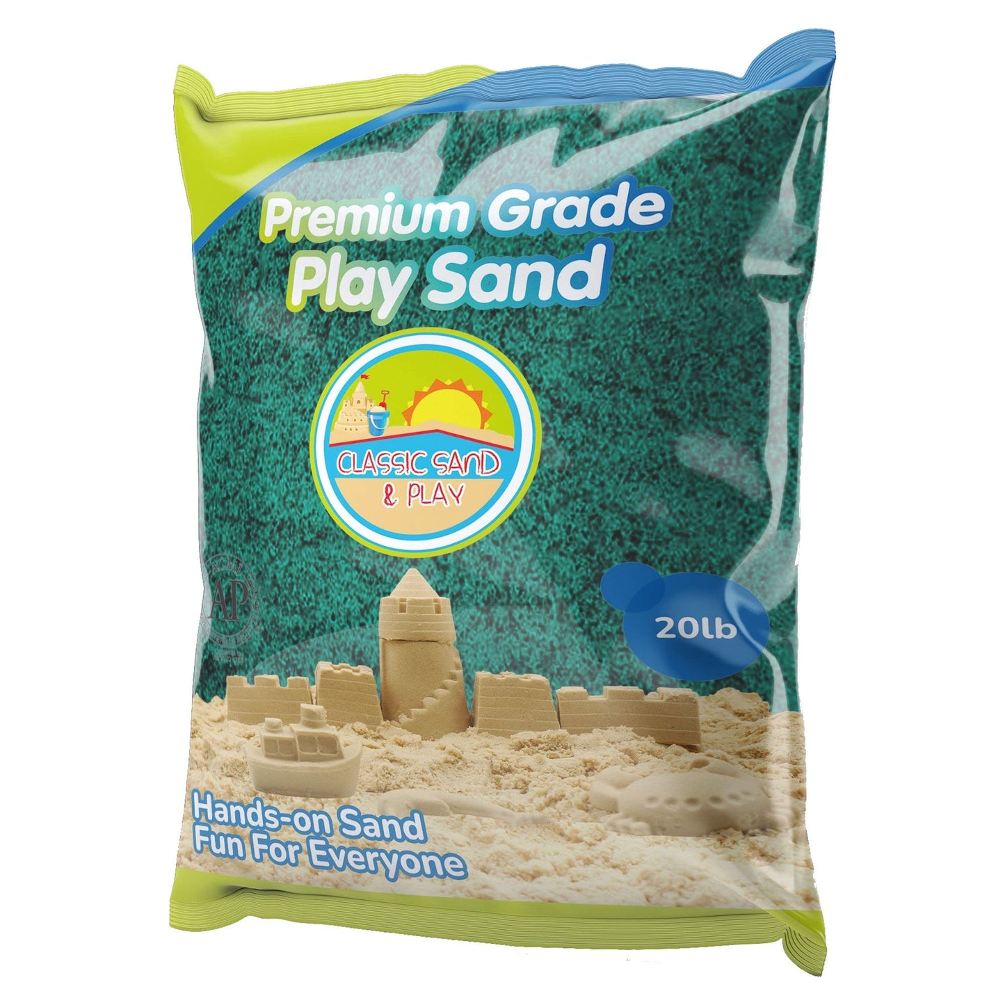 Classic Sand And Play Green Colored Play Sand, 20 Lb. Bag, Natural And Non-Toxic, Fun Wet And Dry Indoor And Outdoor, Sandbox, T