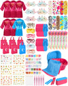 Suhine 6 Set Spa Party Supplies For Girls, Kids Satin Robes Nail Salon Kit Spa Kit Accessories For Birthday Party Favors (Peacoc