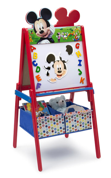 Delta Children Wooden Double-Sided Easel with Storage - Greenguard Gold Certified, Disney Mickey Mouse