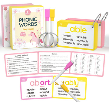 Wjpc 232 Set Phonics Suffix Prefix Words Flash Cards,Sigh Words Flash Cards, Phonics Flash Cards For 7,8,9,10,11,12 Years 2Nd, 3Rd, 4Th, 5Th Grade Boys&Girls&Kids Learning Writing Reading