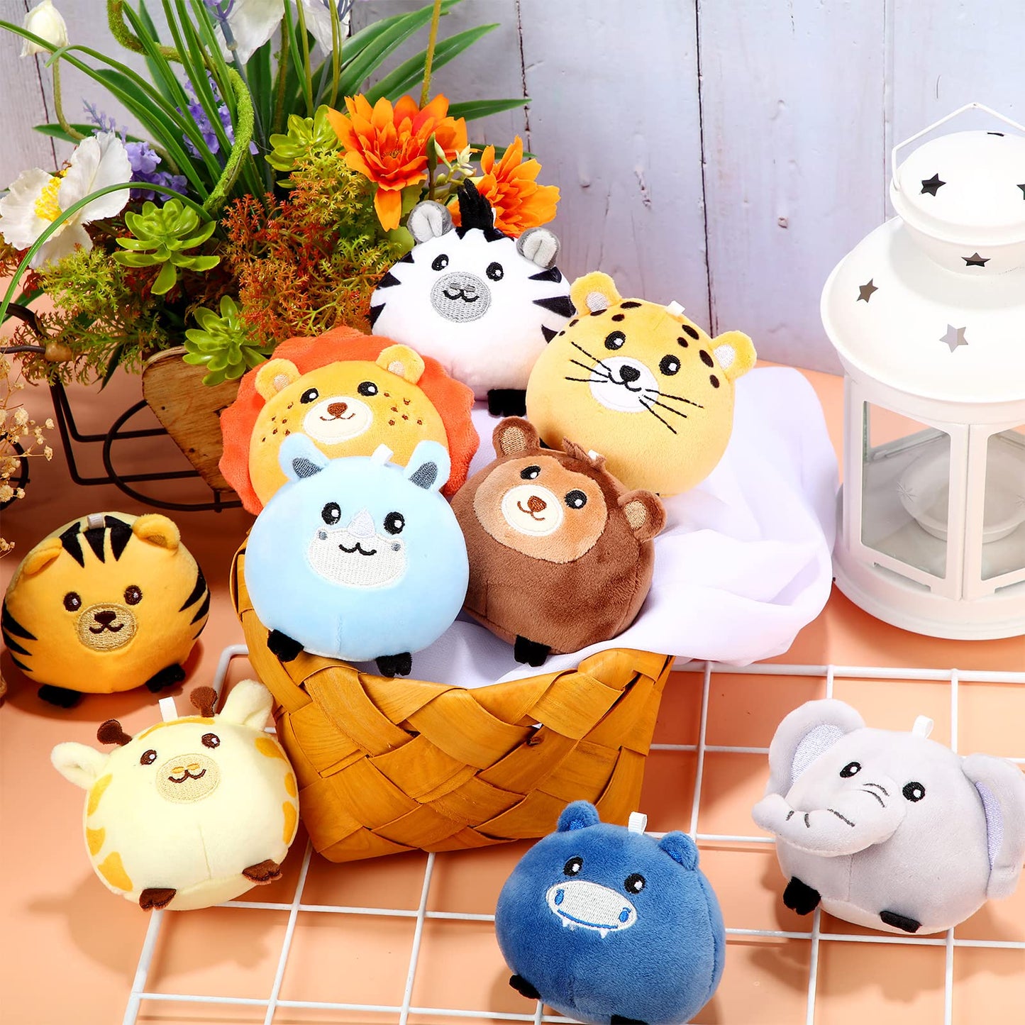 Skylety 9 Pcs Mini Plush Stuffed Animals Bulk 3.15 Inch Cute Soft Decompress Animals Plush Toys For Baby Shower Birthday Party Gifts Classroom Prizes Easter Basket Stuffers(Forest Animals)