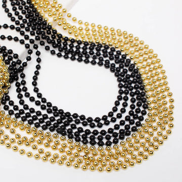 Artlunar 24 PCS Bead Necklace, 33'' Gold Black New Years Eve Bead Party Favors, Festival Parade Throw Accessories For Festival E