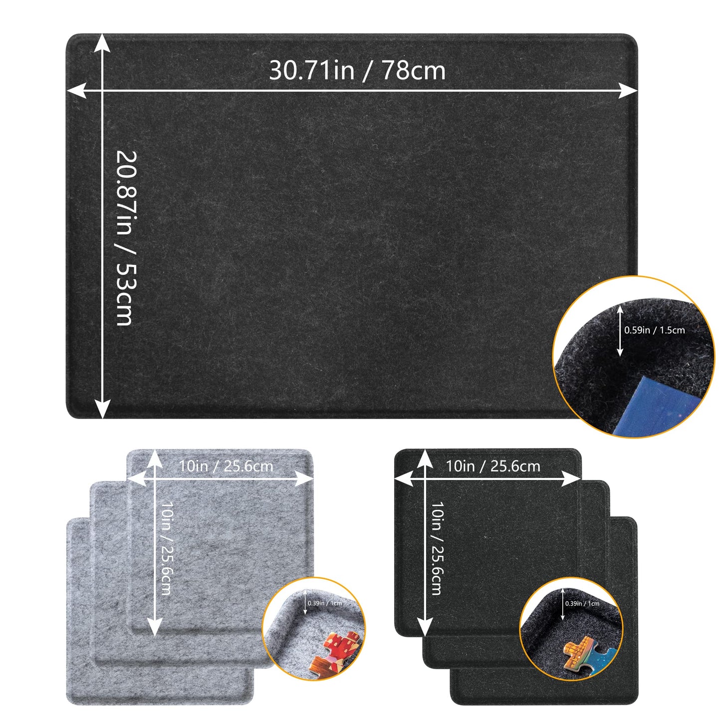 LAVIEVERT Jigsaw Puzzle Board - Portable Felt Mat with 6 Sorting Trays, Non-Slip Surface, 29.92 x 20.08 inches, Black, for Up to