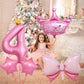 Pink 4Th Birthday Decorations, Pink 4Th Birthday Balloon Set With 40 Inch Pink Number 4, Large Helium Foil Mylar Princess Crown Balloon, Pink Bow Foil Balloons For Girls Birthday Party Decoration