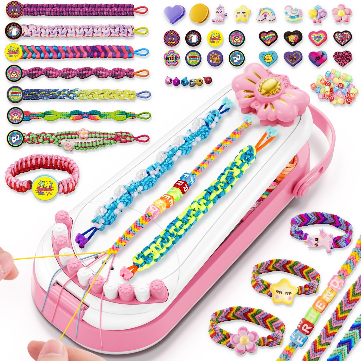 Friendship Bracelet Making Kit for Girls-DIY Bracelets Maker Art & Craft Kits for Kids-Jewelry String Braiding Set Toys for Age 