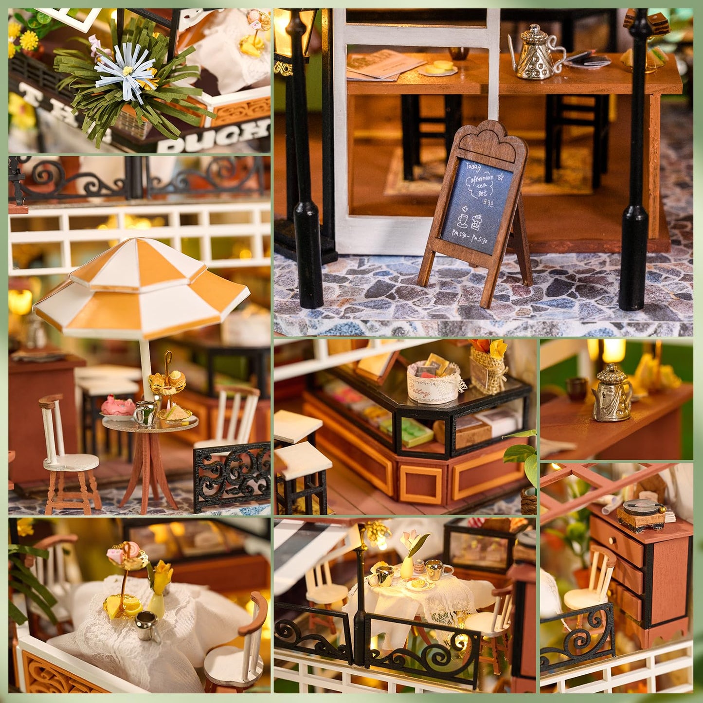 Cutebee Dollhouse Miniature With Furniture, Diy Wooden Dollhouse Kit Plus Dust Proof, Creative Room Idea (The Duchess'S Tea Room