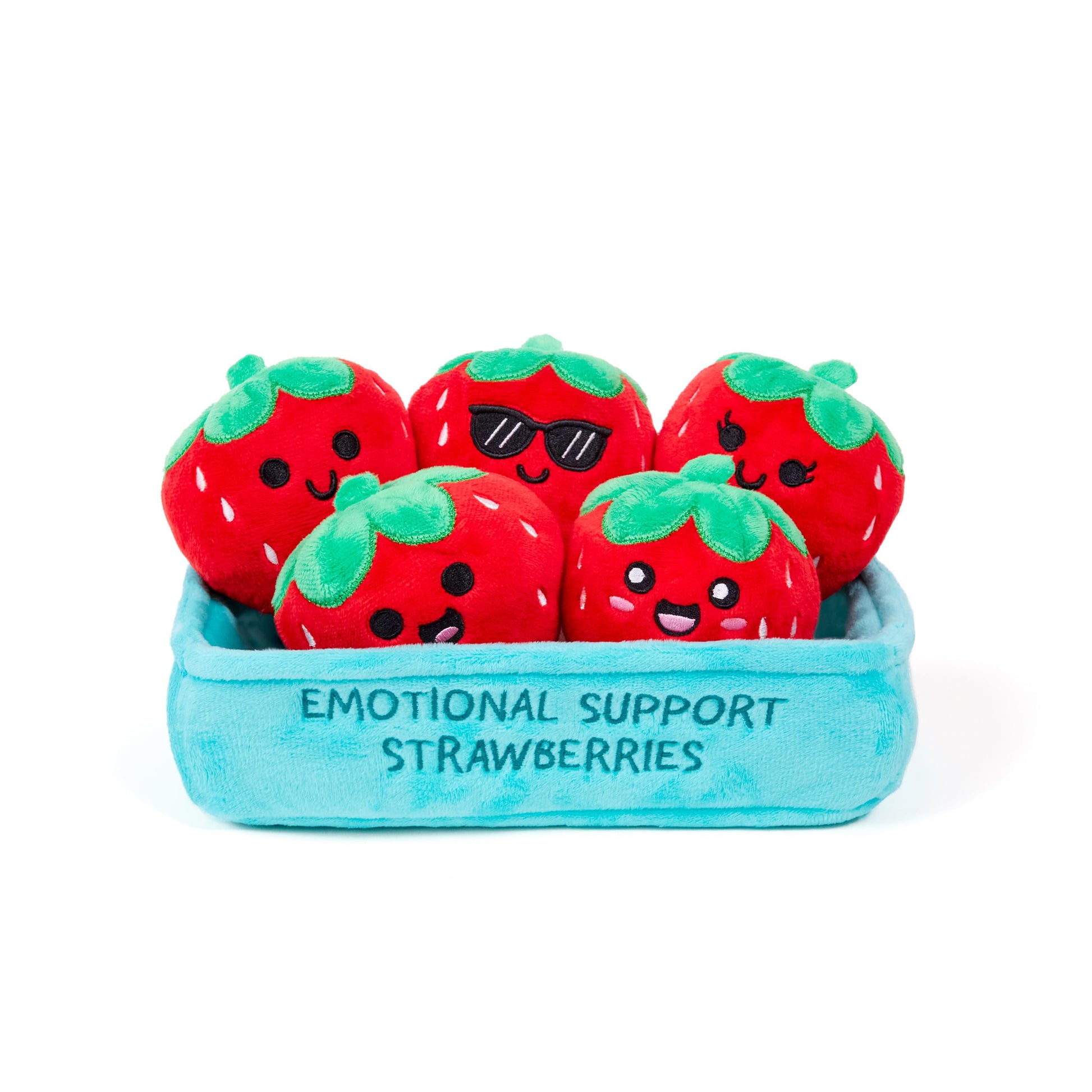 Emotional Support Strawberries By Relatable, Cuddly Stuffed Animals And Toys, Squishy Toys And Plushies, Great Gift Ideas For Loved Ones Of All Ages, Includes 5 Plushies With Carrying Basket