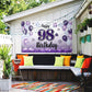 LASKYER Happy 98th Birthday Decorations,98th Purple Balloon Large Birthday Banner Backdrop Sign,98 Years Old Bday Party Supplies