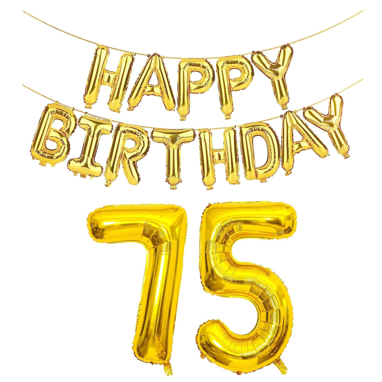 Shuntai 75 Balloon Numbers Gold Jumbo Number 57 Foil Mylar Balloons With Happy Birthday Letter Balloons Banner 75Th Birthday Dec