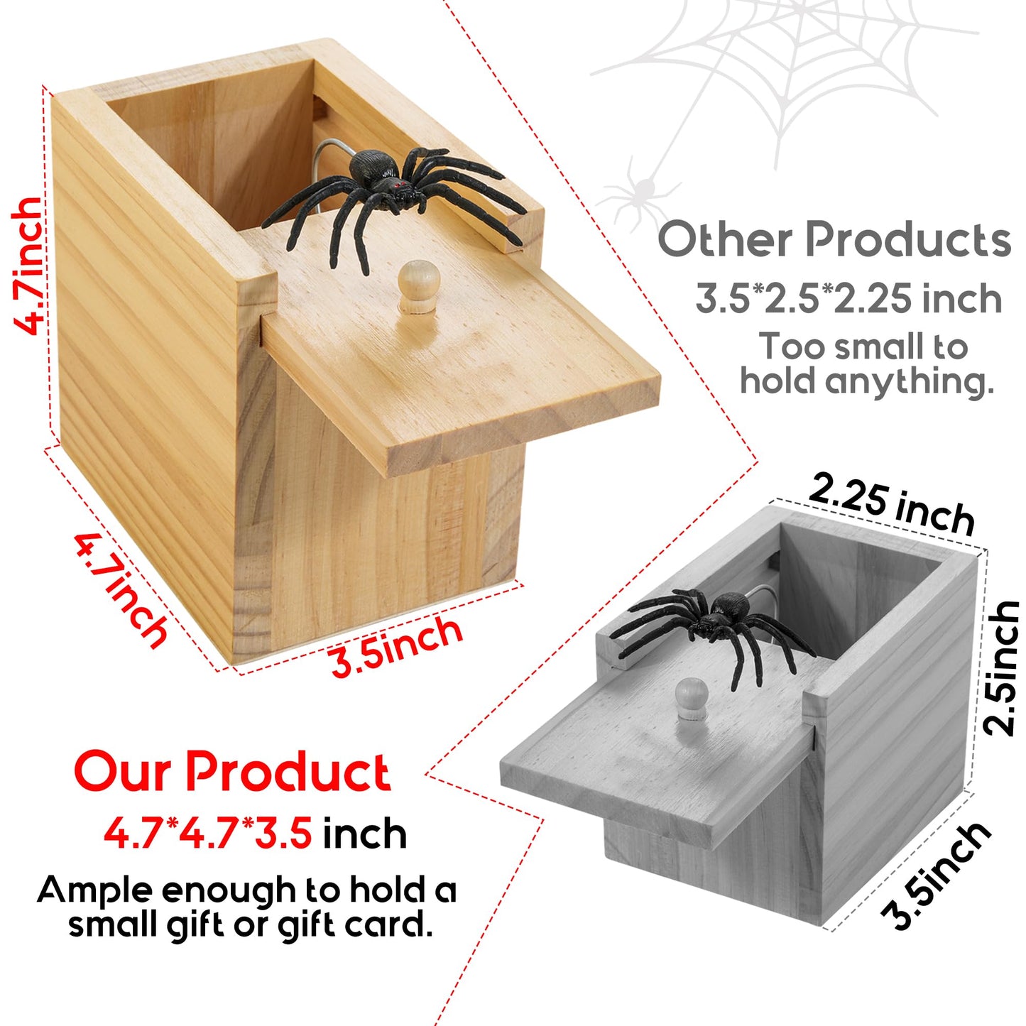 Amawood Spider Prank Box For Kids And Adults, Wooden Surprise Box Gags Gift Practical Joke Toys With Realistic Spider In A Box N