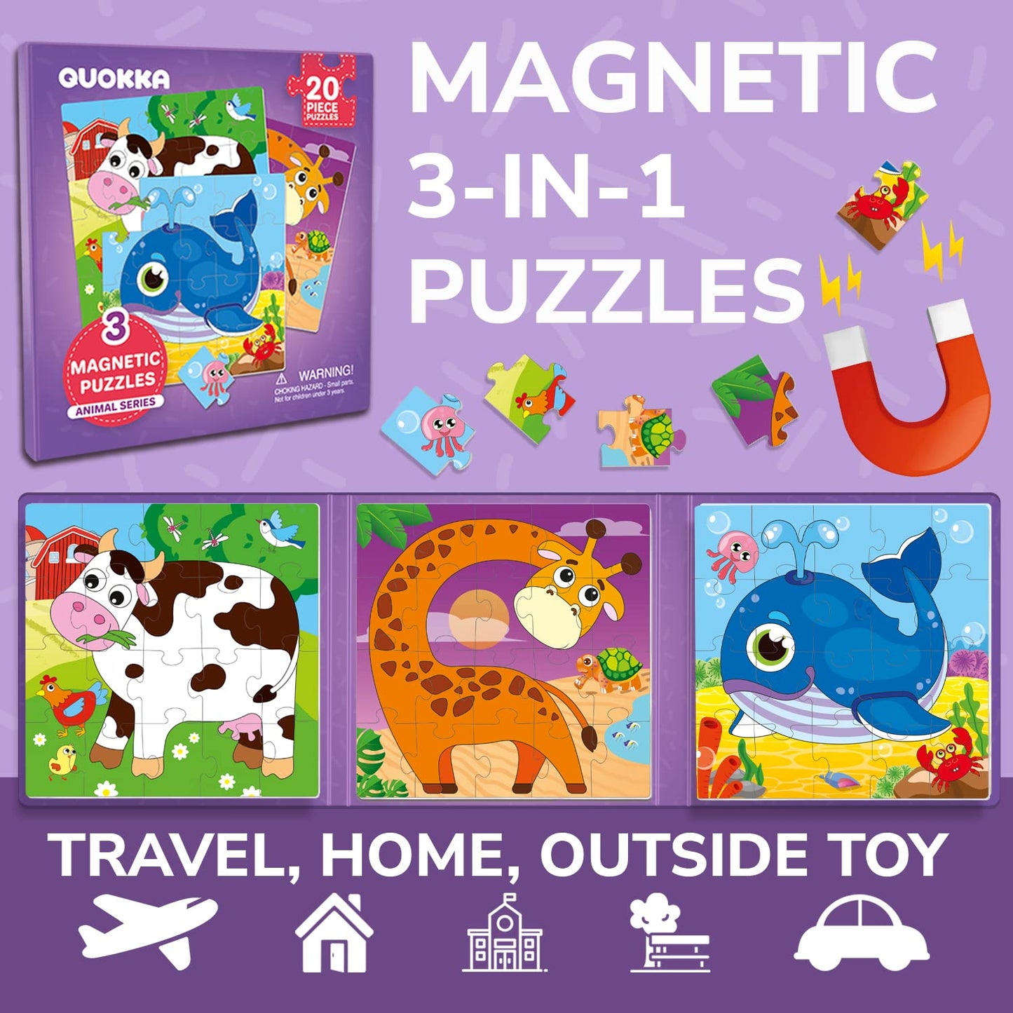Quokka Sudoku Magnetic Puzzles For Toddlers 2-4 - 20 Pieces Sudoku Puzzles Games For Kids Ages 3-5 - Animal Car Activities Toy For Boys And Girls 4-6 Yo - Learning Magnet For Road Trip