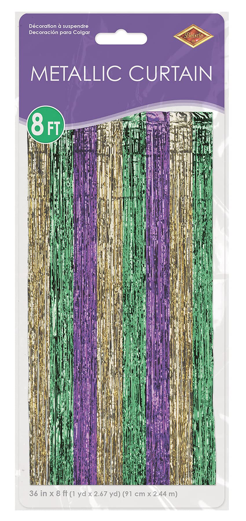 1-Ply FR Gleam N Curtain (gold, green, purple) Party Accessory (1 count) (1/Pkg)