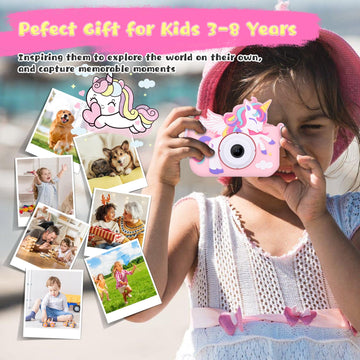 Envyvip Unicorn Toys Camera For Kids Girls Age 3-8, Toddler Kids Digital Camera Christmas Birthday Gifts For 3 4 5 6 7 8 Years O