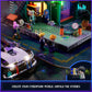Funwhole Police Patrol Car Lighting Building-Bricks Set - Cyberpunk City Car Chase Playkit With Officer 372 Pcs Stem Toys