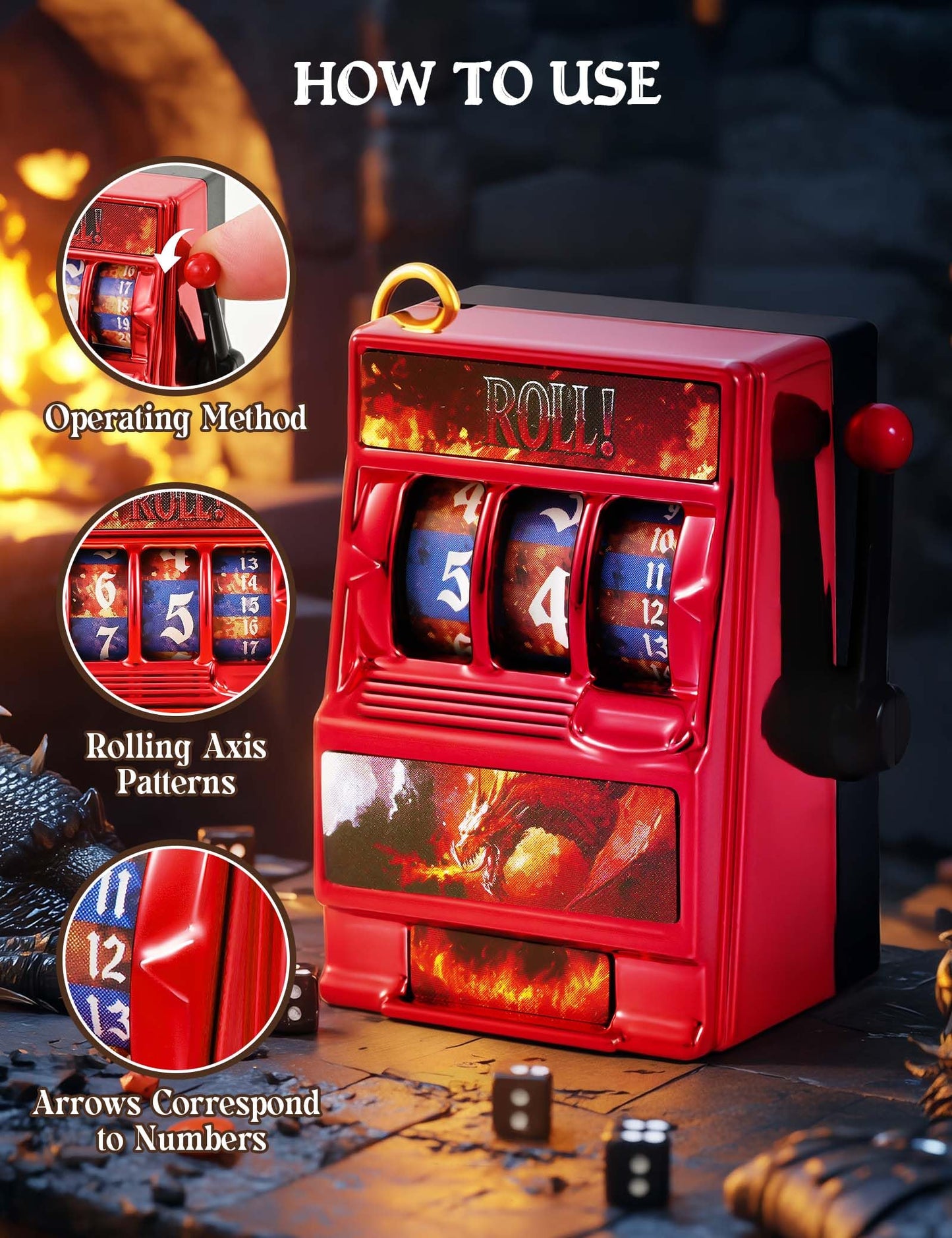 Banloga Dnd Dice Set, Mini Slot Machine Dice For Dungeons And Dragons Role Playing Game, Unique Plastic Dice Suitable For Dnd Pl
