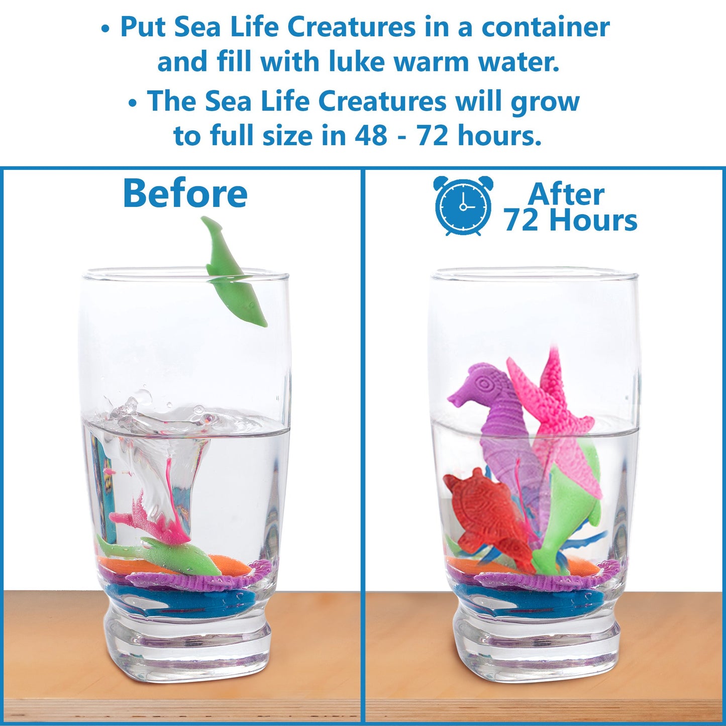Ipidipi Toys Water Growing Sea Creatures For Kids - Growing Animals In Water - Ocean Themed Under The Sea Party Favors, Birthday Goodie Bag Fillers, Piñata Stuffers, School Prize Box Toys - Pack Of 32