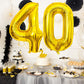 Isndare 40 Inch Number Balloons 40, Gold Helium Foil Number 40 Balloons, Large Number Balloon Age Balloon For Boys Girls Birthda