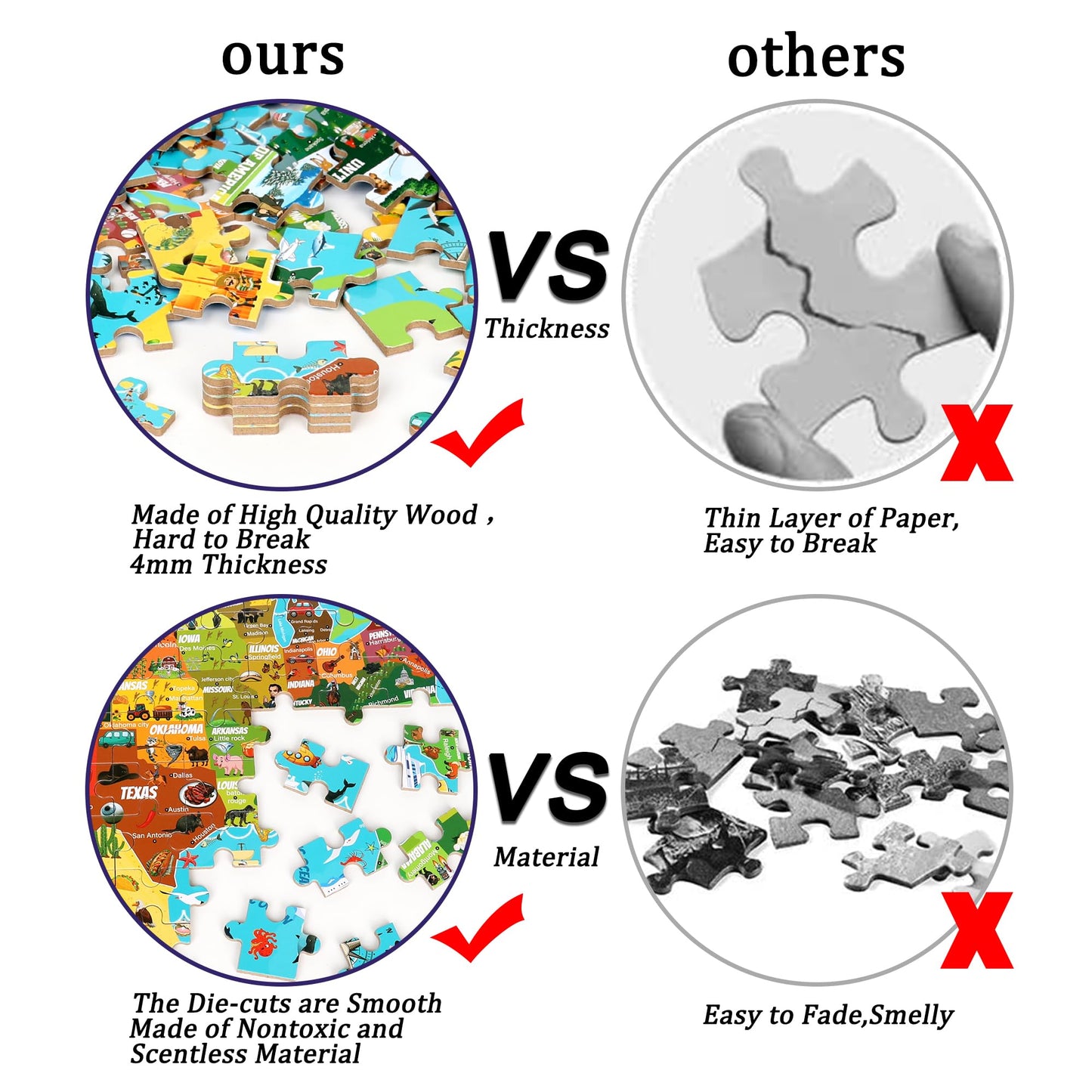 LELEMON USA Map Jigsaw Puzzle - 100 Pieces Educational Toy for Kids Ages 4-8, Colorful Metal Box, Learning Fun