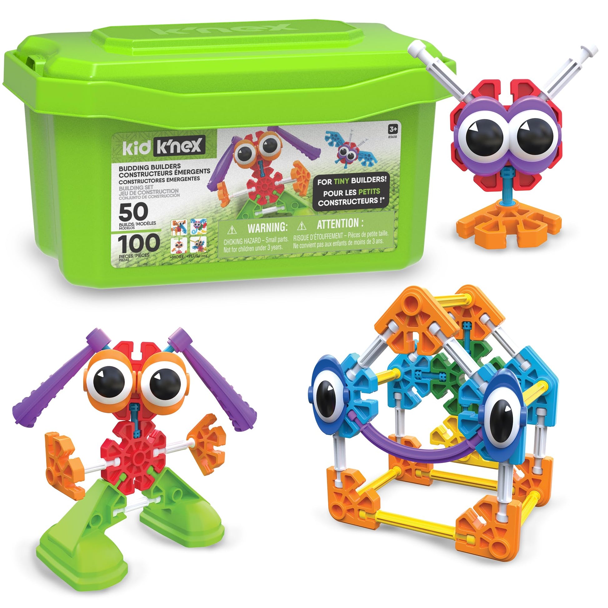 Kid K'Nex - Budding Builders Set ‚ 100 Pieces, Preschool Stem Building, Kid Construction Set, Creative Play ‚ Ages 3+