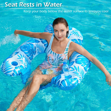 Jasonwell Inflatable Pool Float Chair - Pool Floaties Floating Pool Chair Lounge Floats For Swimming Pool Water Chair Pool Lounger With Cup Holder Pool Toy Party Floaty Adults Xl