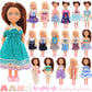 Miunana 12 PCS Girl Doll Clothes Outfits & Shoes for 4-6 Inch Chelsea Dolls - Multicolor Dress, Top & Pants Set